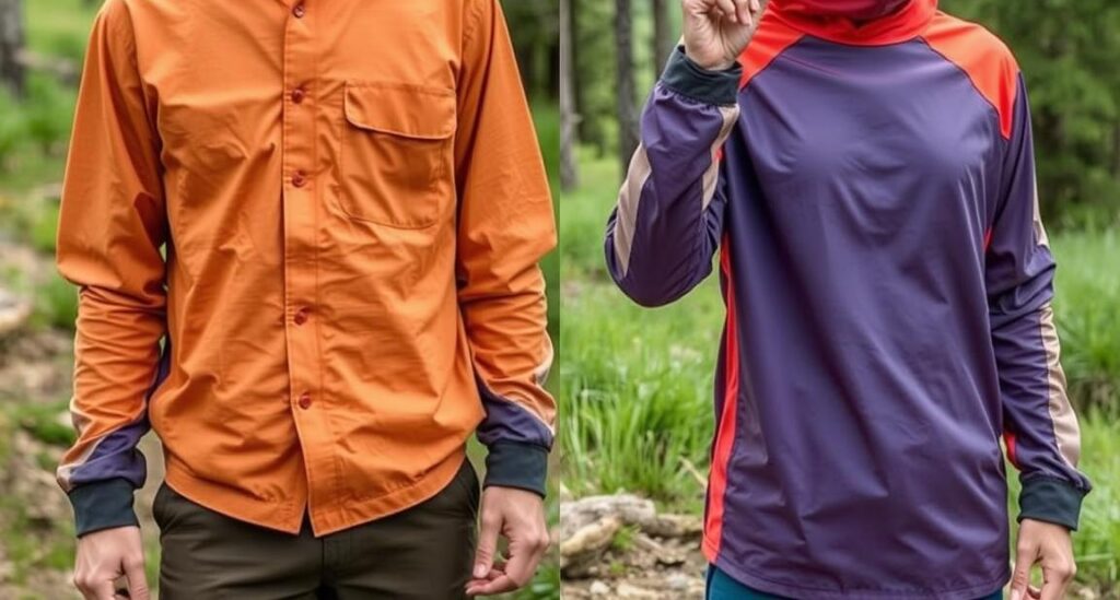 comparação entre roupas de camping